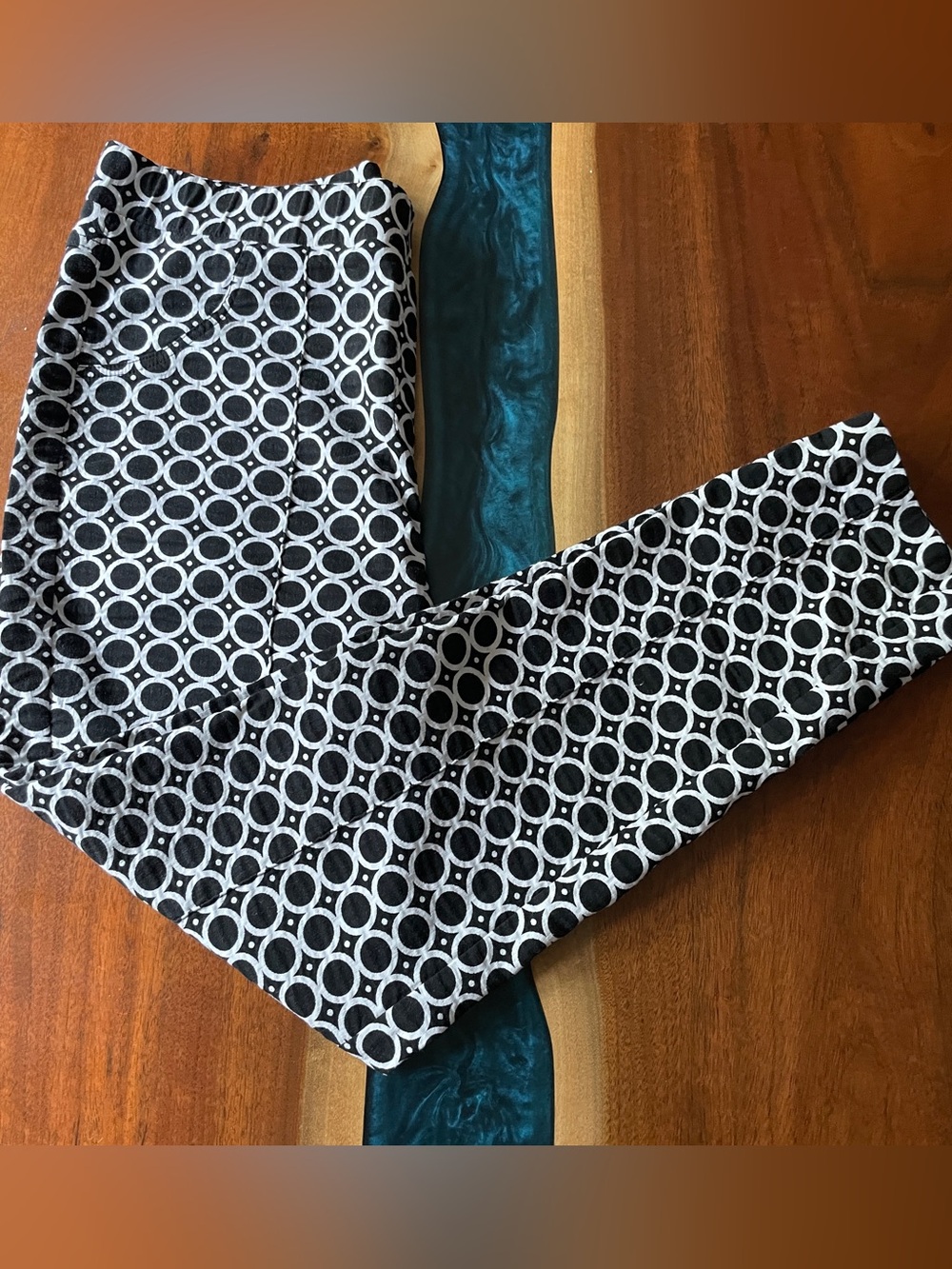 Black & White Geometric Circle Ponte Pants